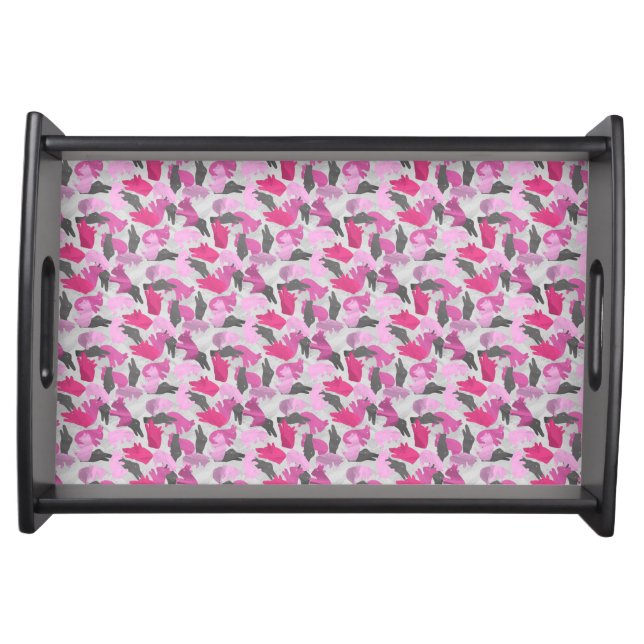 Silhouette Animal Camouflage Pink Serving Tray (Front)