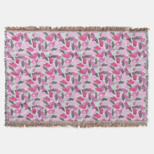 Silhouette Animal Camouflage Pink Throw Blanket