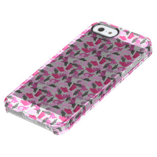 Silhouette Animal Camouflage Pink Clear iPhone SE/5/5s Case