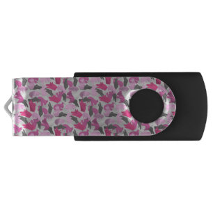 Silhouette Animal Camouflage Pink USB Flash Drive
