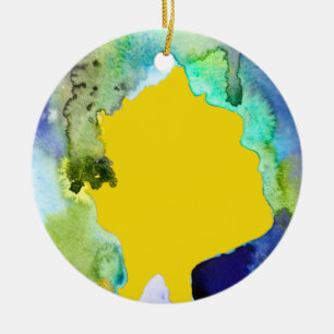 Silhouette art abstract watercolor ceramic ornament