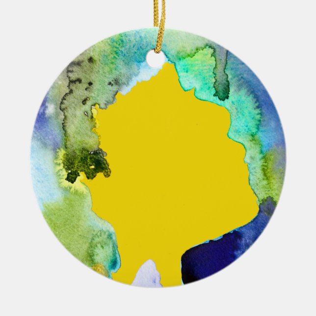 Silhouette art abstract watercolor ceramic ornament (Front)
