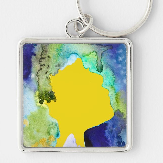 Silhouette art abstract watercolor keychain (Front)