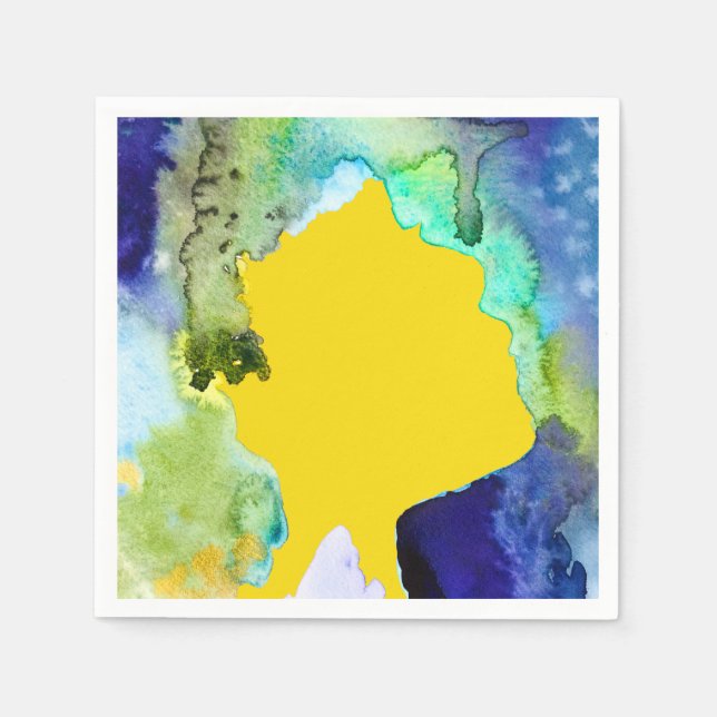 Silhouette art abstract watercolor napkins (Front)