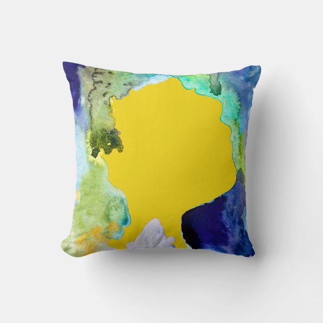 Silhouette art watercolor abstract throw pillow (Front)
