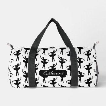 Silhouette Ballerina In Black And White Duffle Bag by AvenueCentral at Zazzle