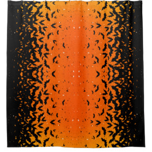 Silhouette Bats Vampire Dracula Halloween Pattern Shower Curtain