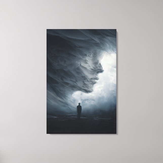 Silhouette Before Colossal Mist Face Canvas Print (Front)