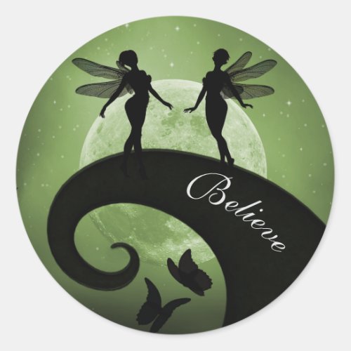 Silhouette Believe fairy sisters moon stickers
