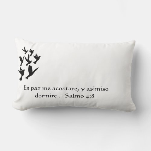 Silhouette birds Psalm 48 in spanish Salmos 48 Lumbar Pillow