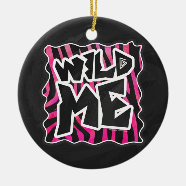 Silhouette Black and Hot Pink Zebra Ceramic Ornament (Front)
