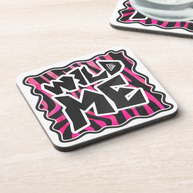 Silhouette Black and Hot Pink Zebra Drink Coaster (Left Side)