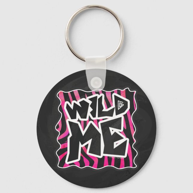 Silhouette Black and Hot Pink Zebra Keychain (Front)