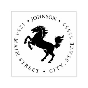 Silhouette Black and White Horse Return Label Self Self-inking Stamp