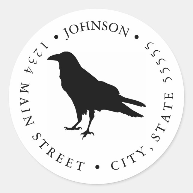 Silhouette Black and White Raven Return Label (Front)