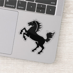 Silhouette Black and White Stallion Rearing Sticker