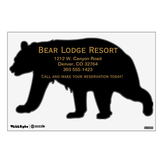 Silhouette Black Bear Wall Art Advertising Sticker (Front)