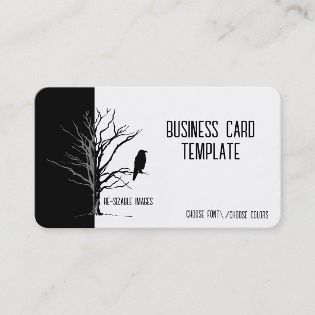 Silhouette Black Bird Raven Business Card (Front)