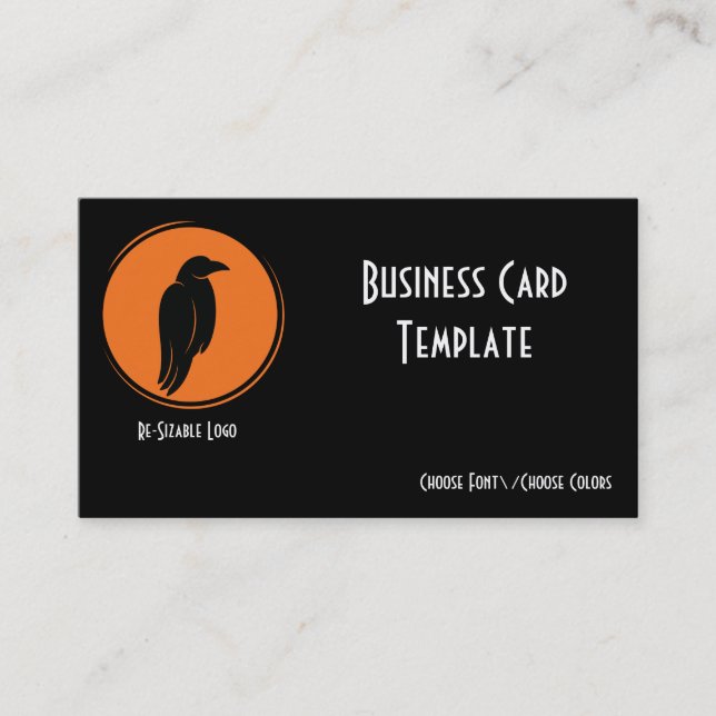 Silhouette Black Bird Raven Logo Business Card (Front)
