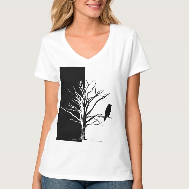Silhouette Black Bird Raven T-Shirt (Front)