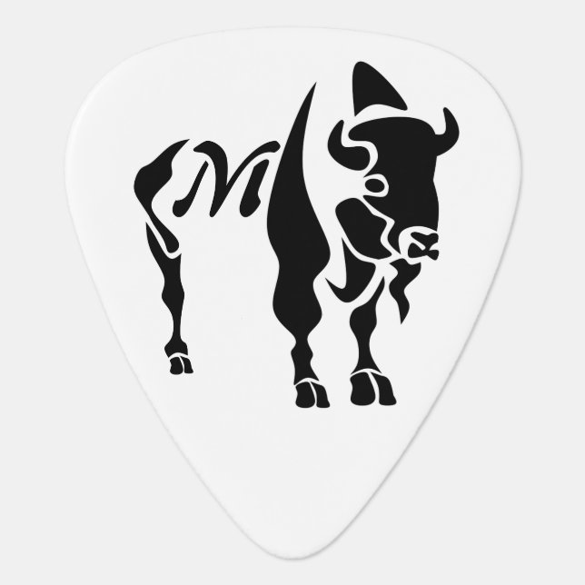 Silhouette Black Buffalo Monogram Guitar Pick (Front)