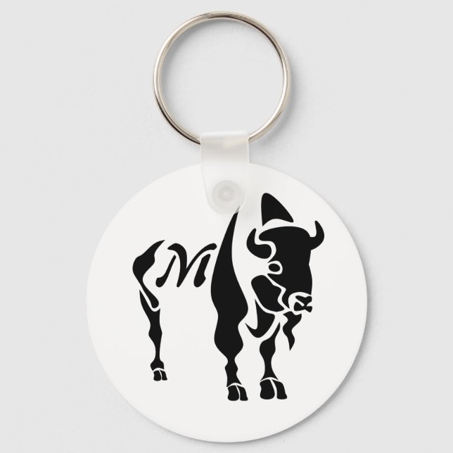 Silhouette Black Buffalo Monogram Keychain (Front)