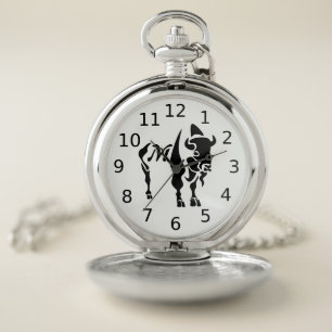 Silhouette Black Buffalo Monogram Pocket Watch