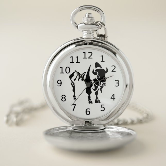 Silhouette Black Buffalo Monogram Pocket Watch (Inside)