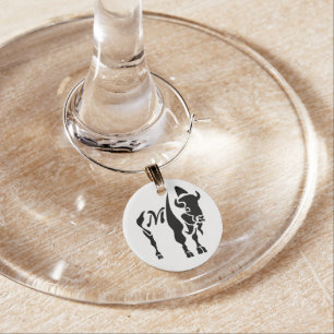 Silhouette Black Buffalo Monogram Wine Charm