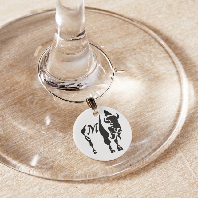 Silhouette Black Buffalo Monogram Wine Charm (In Situ)