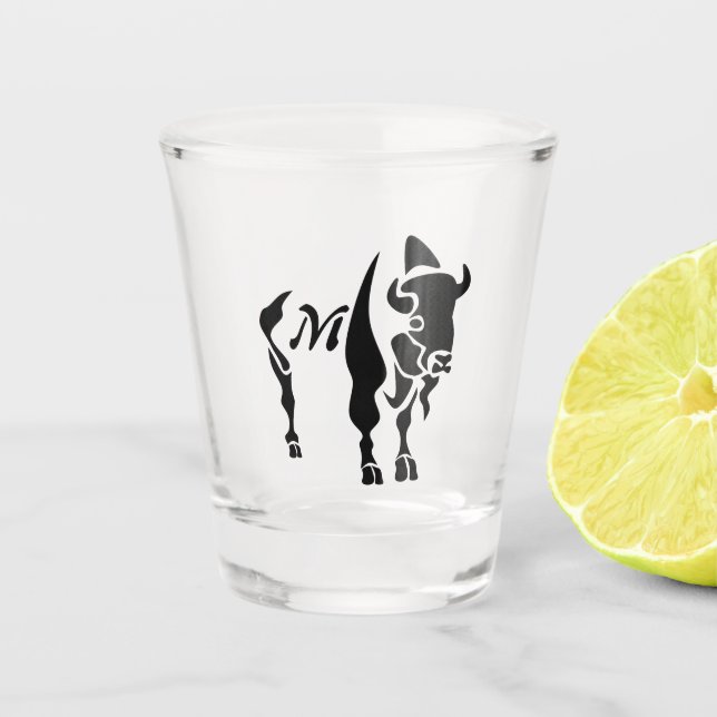 Silhouette Black Buffalo Shot Glass (Front)