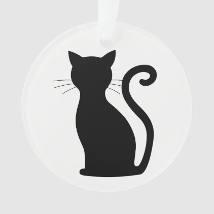 Silhouette Black Cat White Christmas Ornament