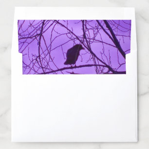 Silhouette Black Crow in Barren Trees Purple Sky Envelope Liner