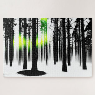 Silhouette Black Forest with a Strange Green Glow Jigsaw Puzzle