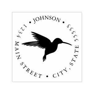 Silhouette Black Hummingbird Return Label Self-inking Stamp