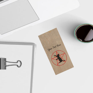 Silhouette Black Sitting Cat Star Red Pentagram Wood Flash Drive