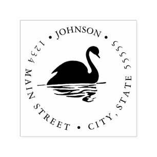 Silhouette Black Swan Return Label Self-inking Stamp