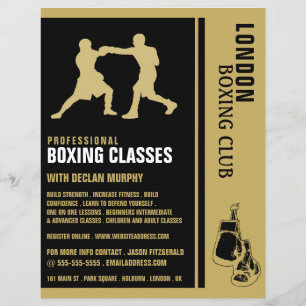 Silhouette Boxing Match, Boxing Class Advert Flyer