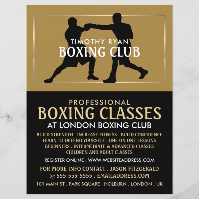 Silhouette Boxing Match, Boxing Class Advert Flyer (Front)