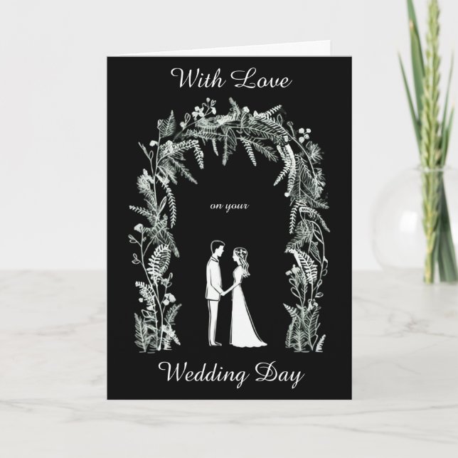 Silhouette Bride and Groom Wedding Card (Front)