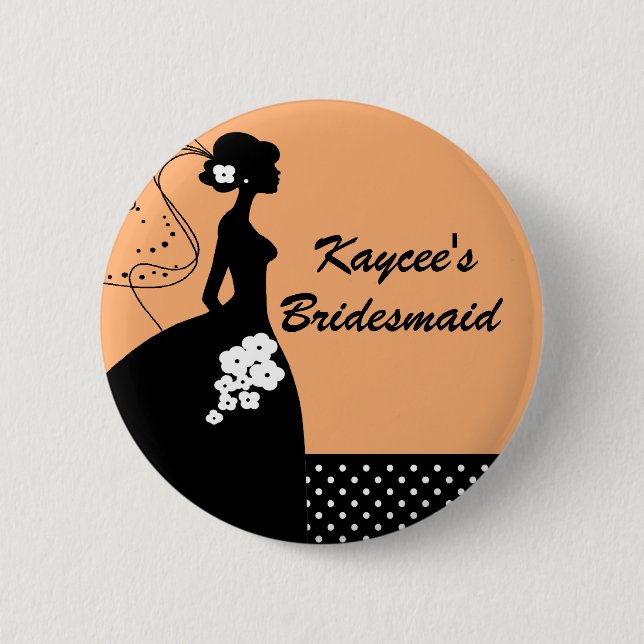 Silhouette Bride Bridal Party Bridesmaid Button (Front)