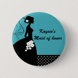 Silhouette Bride Bridal Party Maid of Honor Button