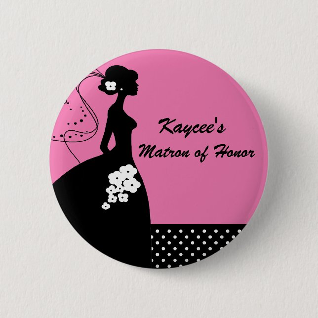 Silhouette Bride Matron of Honor Button (Front)