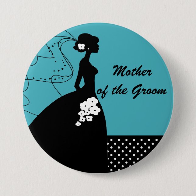 Silhouette Bride Mother of the Groom Button / Pin (Front)