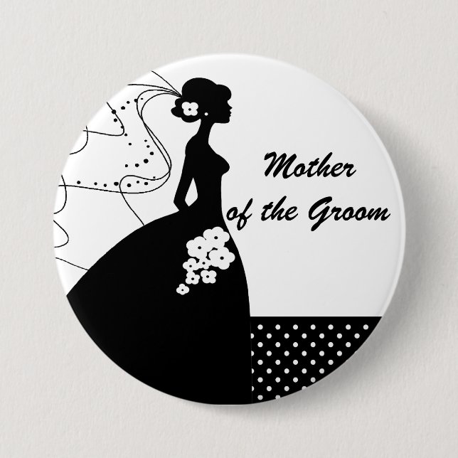 Silhouette Bride Mother of the Groom Button / Pin (Front)
