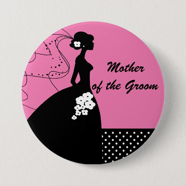 Silhouette Bride Mother of the Groom Button / Pin (Front)