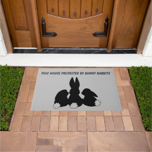 Silhouette Bunny Rabbits Doormat