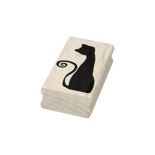 silhouette cat art stamp