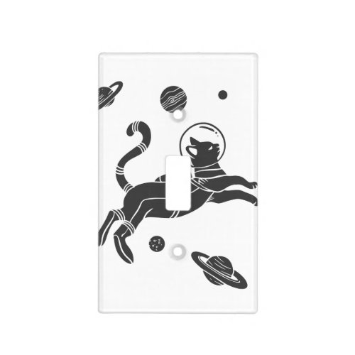 Silhouette Cat in space _ Choose background color Light Switch Cover