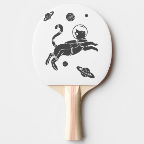 Silhouette Cat in space _ Choose background color Ping Pong Paddle